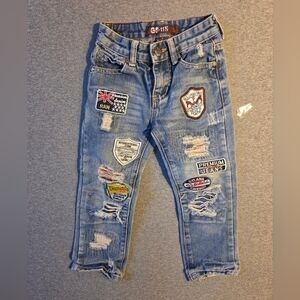 Trendy Kids' Size 4 Distressed Jeans with Patches Gs-115 Streetwear. Super Cool